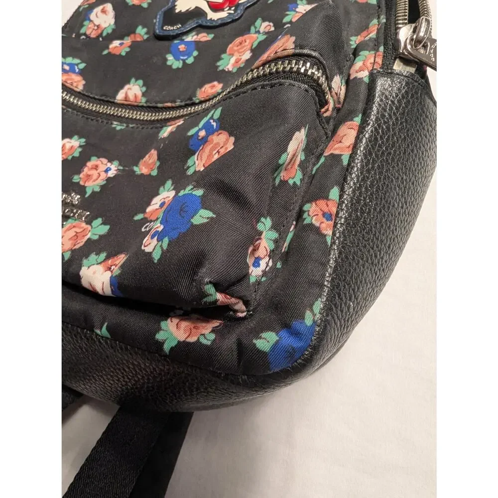 Coach Mini Charlie Backpack Tea Rose Floral Dog Patch Back Pack Purse Bag
